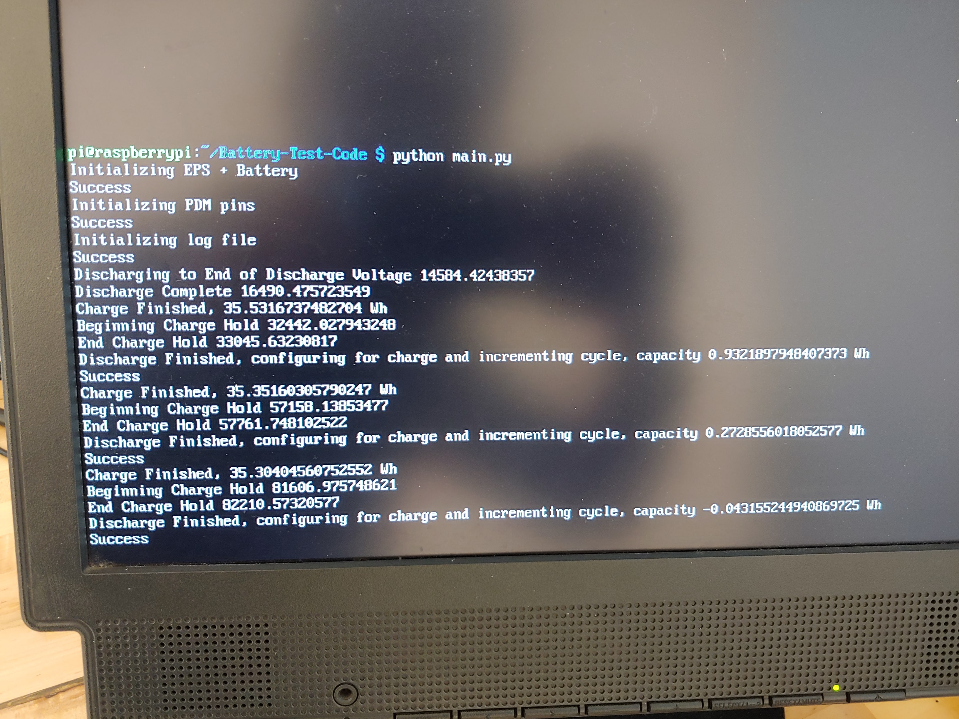 The output after three of the five cycles