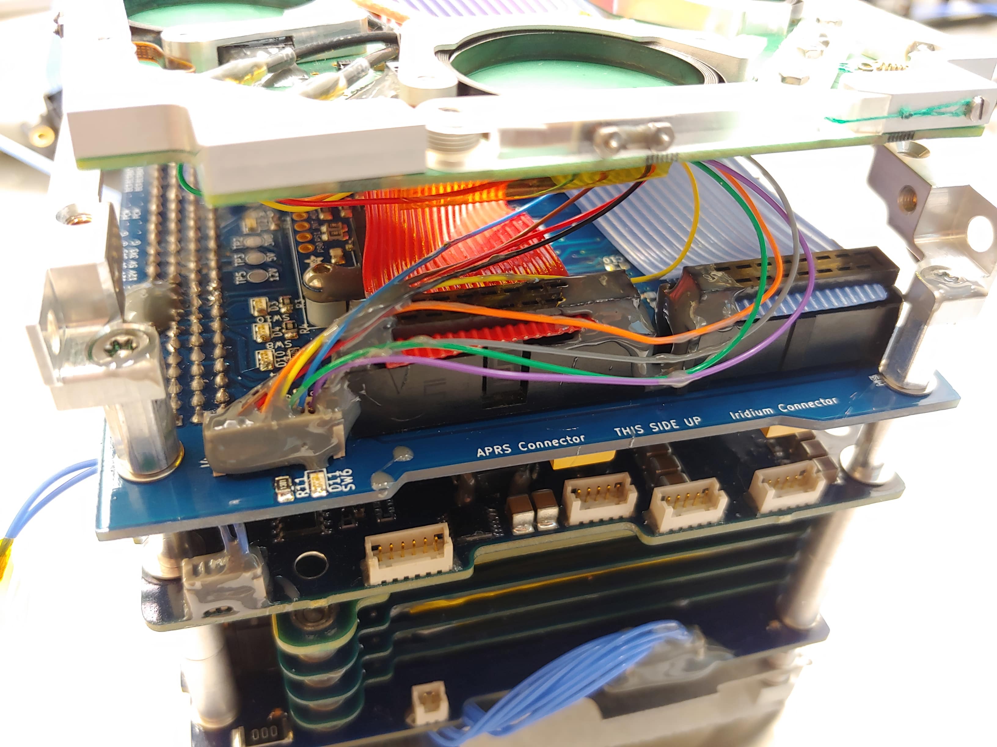 The interface board on the stack during final assembly