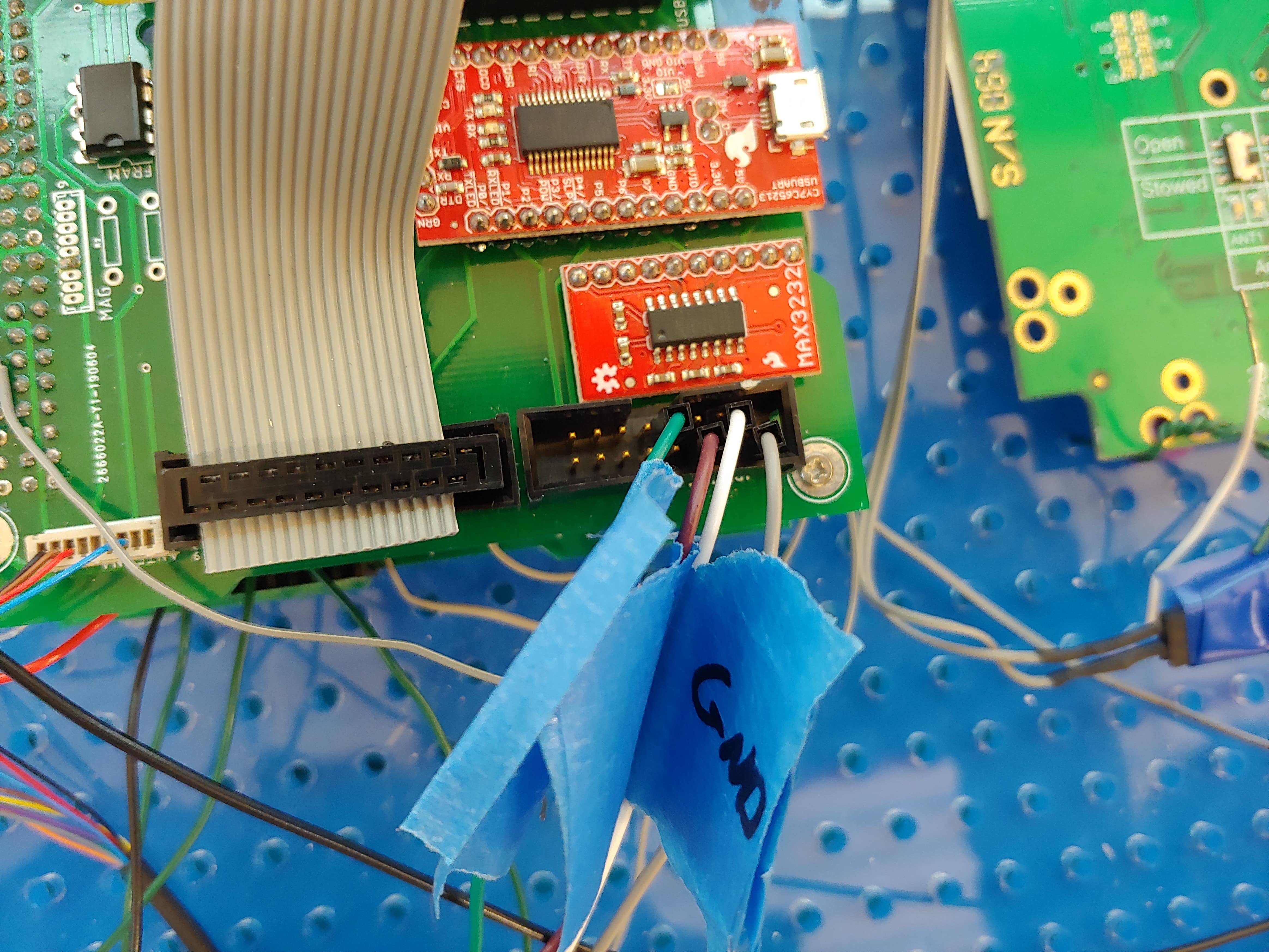 The Iridium ribbon cable pinout was wrong, so the previous team used male to female jumper wires to connect it